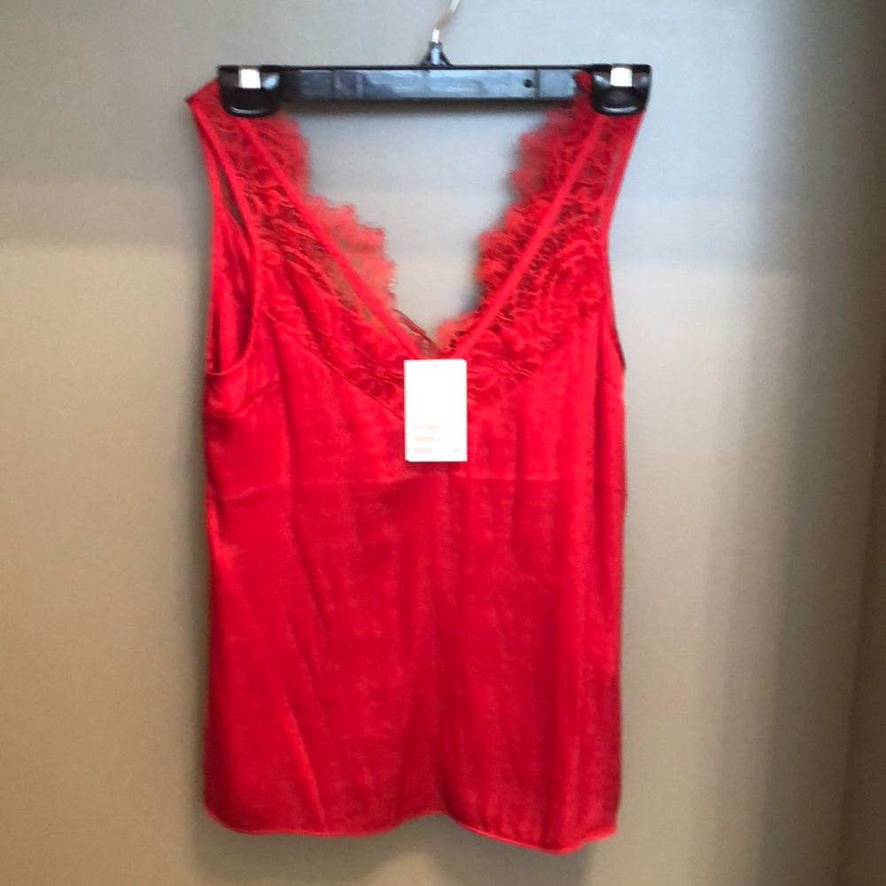 NWT LACE TRIM SATIN TANK